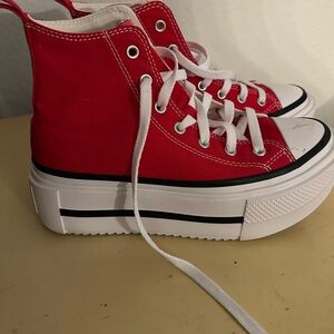 Converse Red High-Top Platform Sneakers